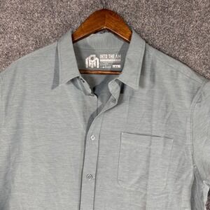 Into the AM‎ Mens Heathered Grey Short Sleeve Button Up Shirt XL